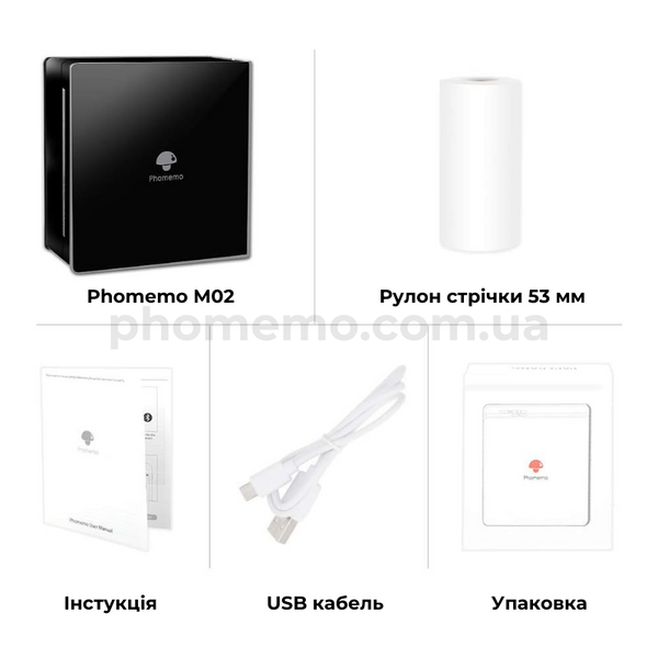 Карманный мини принтер Phomemo M02 Black для обучения, творчества M02-BK фото