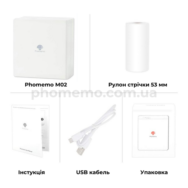 Кишеньковий міні принтер Phomemo M02 White для навчання, творчості M02-WH фото