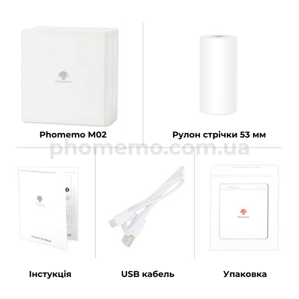 Карманный мини принтер Phomemo M02 White для обучения, творчества M02-WH фото